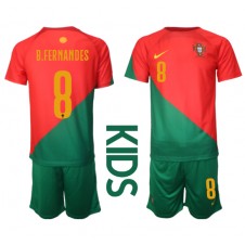 Portugal Bruno Fernandes #8 Hemmaställ Barn VM 2022 Korta ärmar (+ Korta byxor)